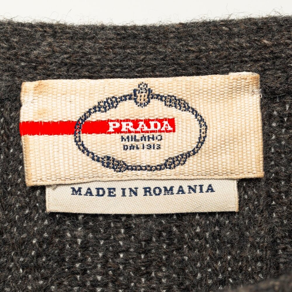 Prada Grey Cable-Knit Raglan Sweater - Picture 7 of 8